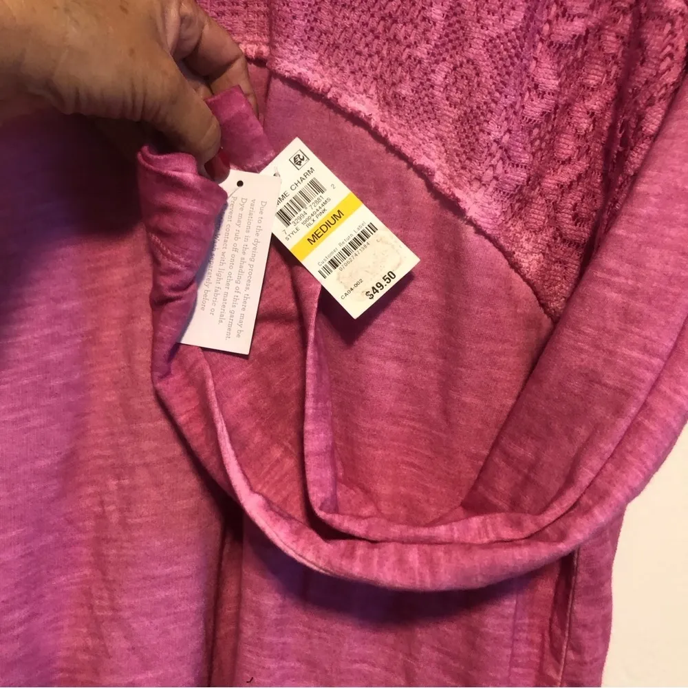 STYLE & Co sweatshirt hooded pullover NWT pink lace size M - Image 9