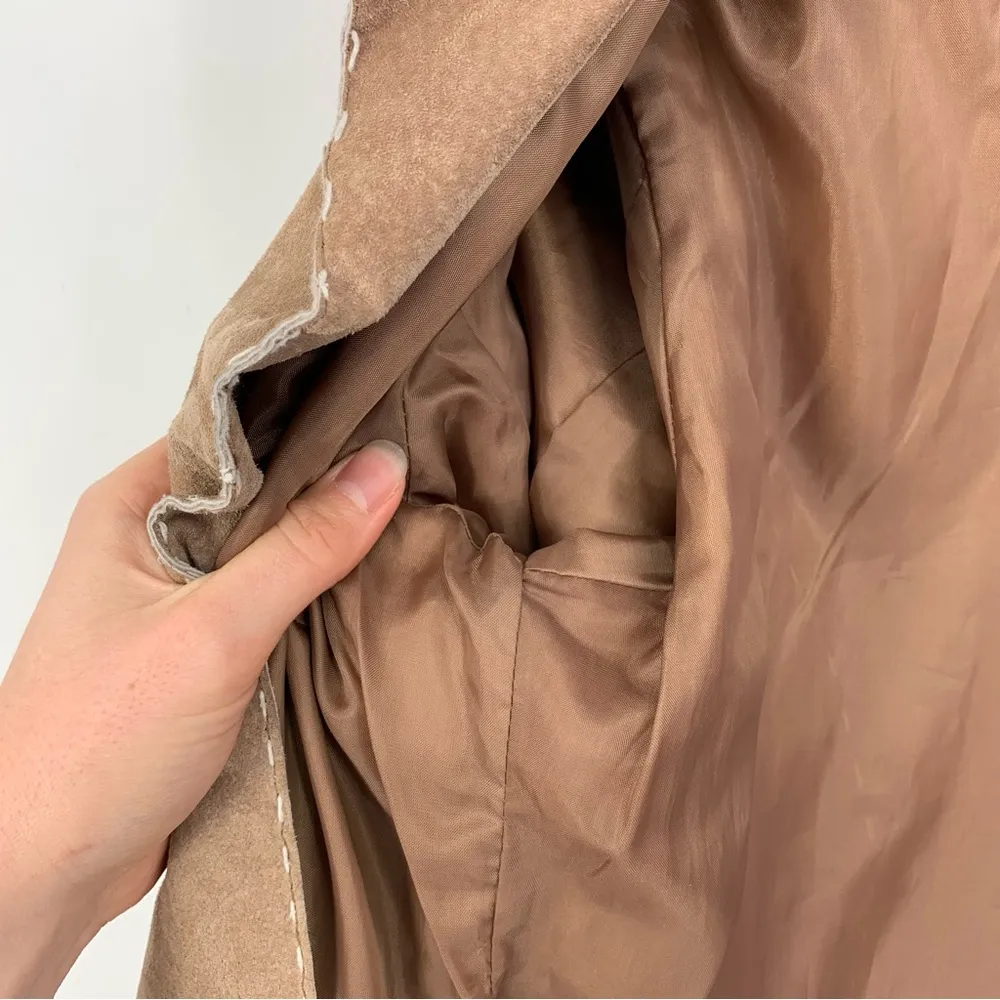 VTG OUTBROOK Suede Leather Jacket Tan L Size L - Image 8