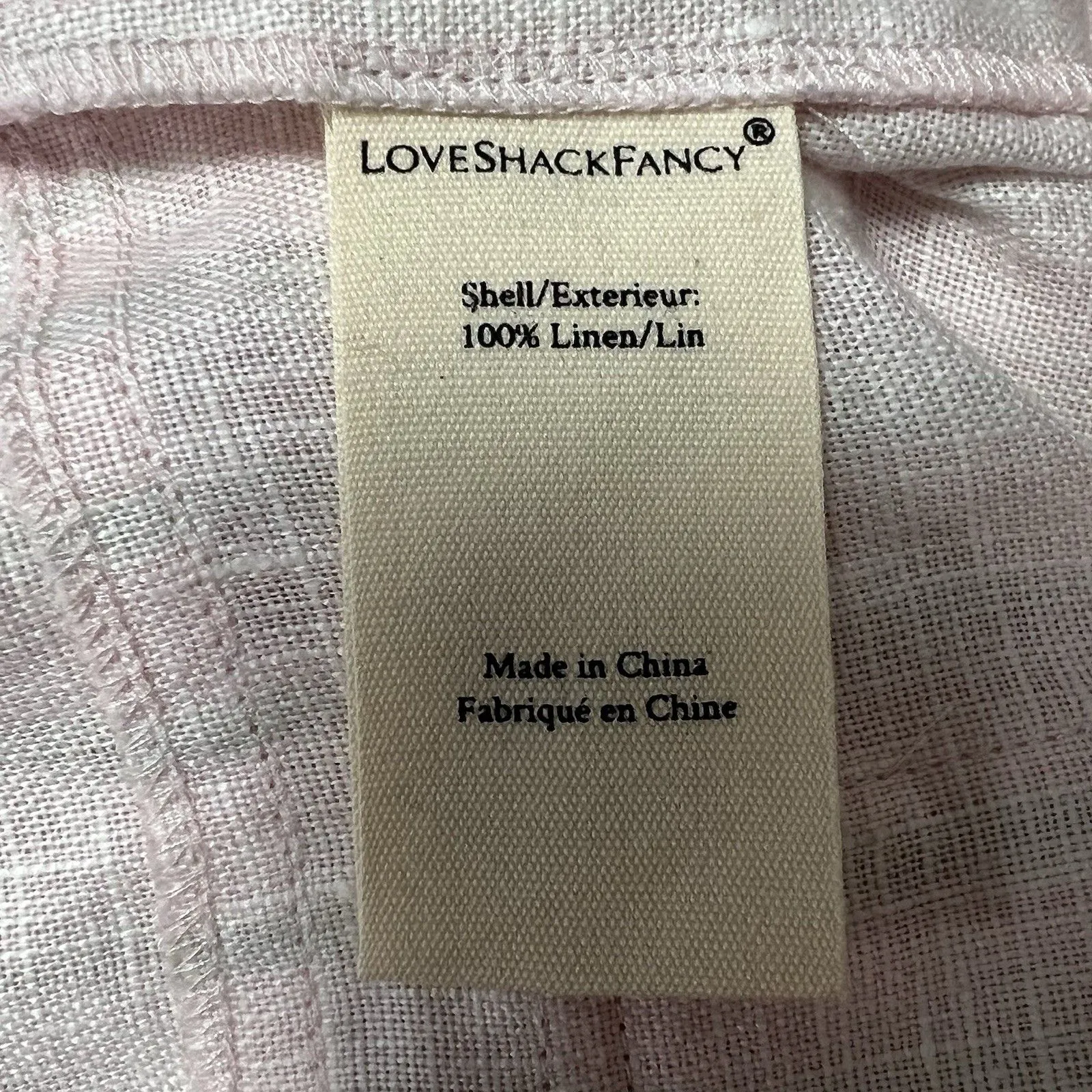 LOVESHACKFANCY CEDRIC CARGO PANT BERRIES/CREAM Pink Wide Leg 100% Linen Size 10 - Image 12