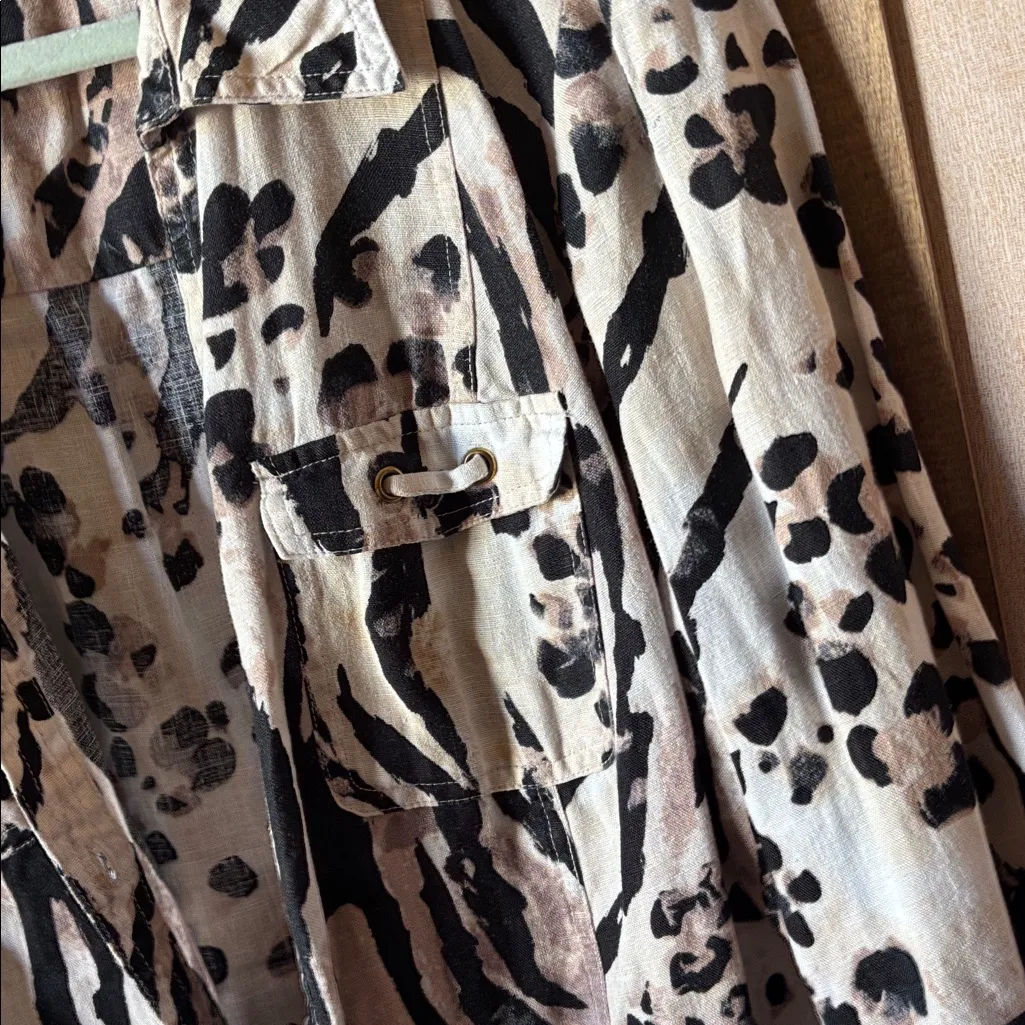 JM Collection linen Animal Print Button down shacket 16W - Image 2