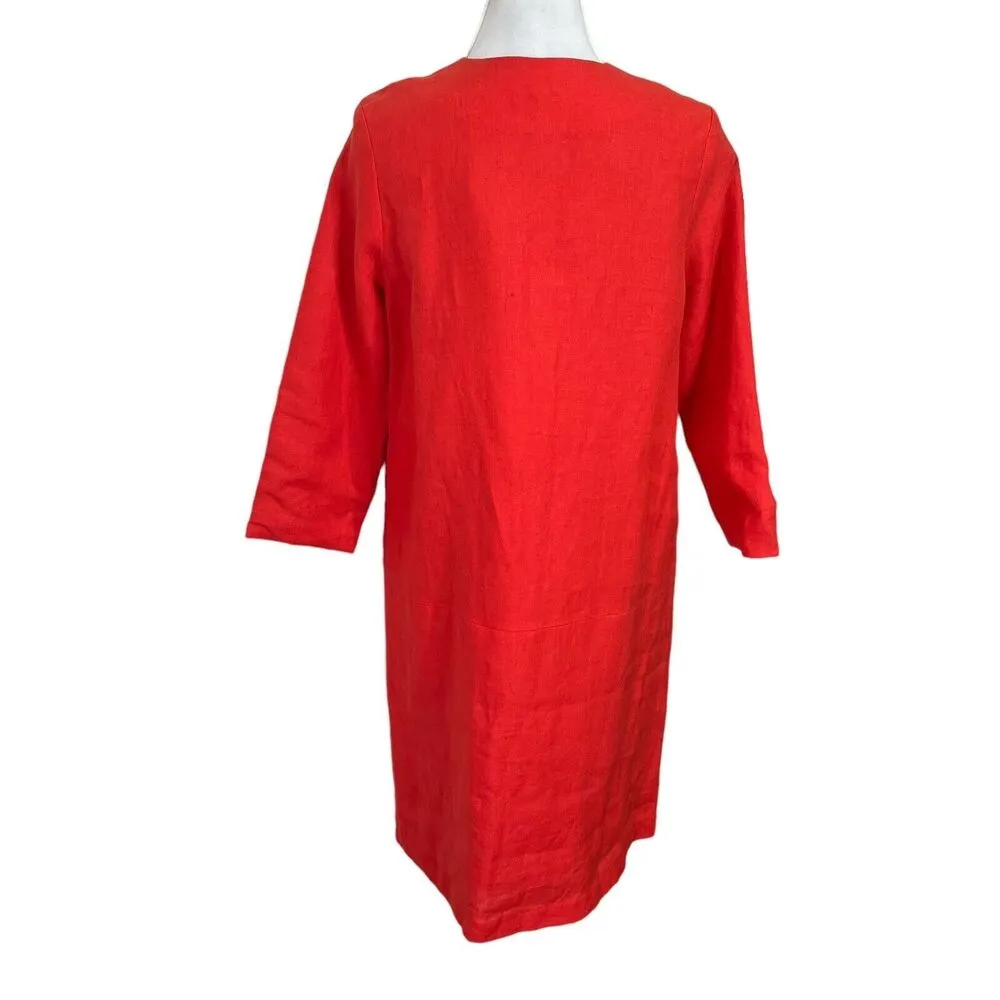 Emerson Fry Weston Linen Mod Shift Mini Dress Poppy Red Shirt Sleeve Size M New Size M - Image 6