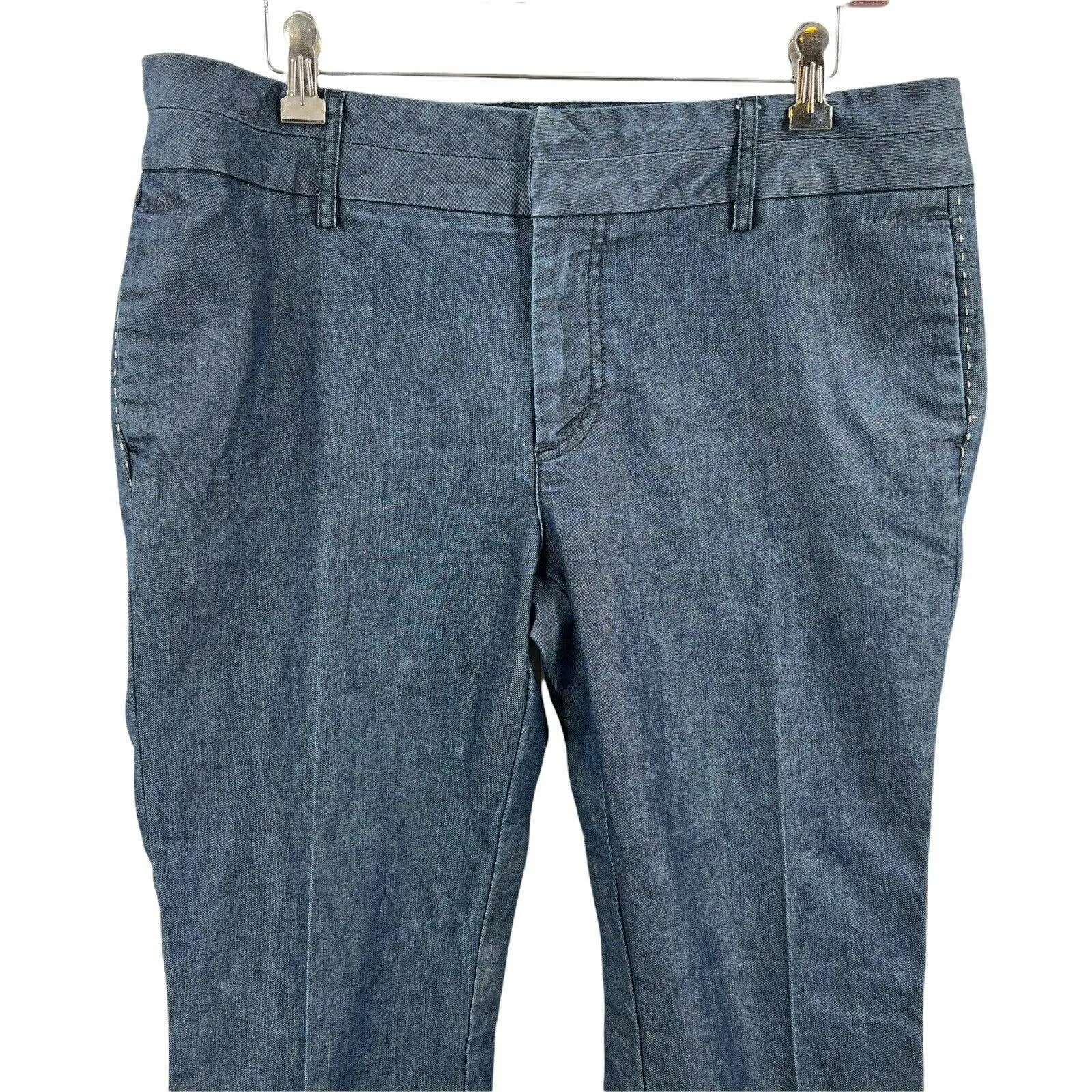 Apostrophe Flat Front Dark Blue Denim Trousers Crop Pants Size 12 - Image 2