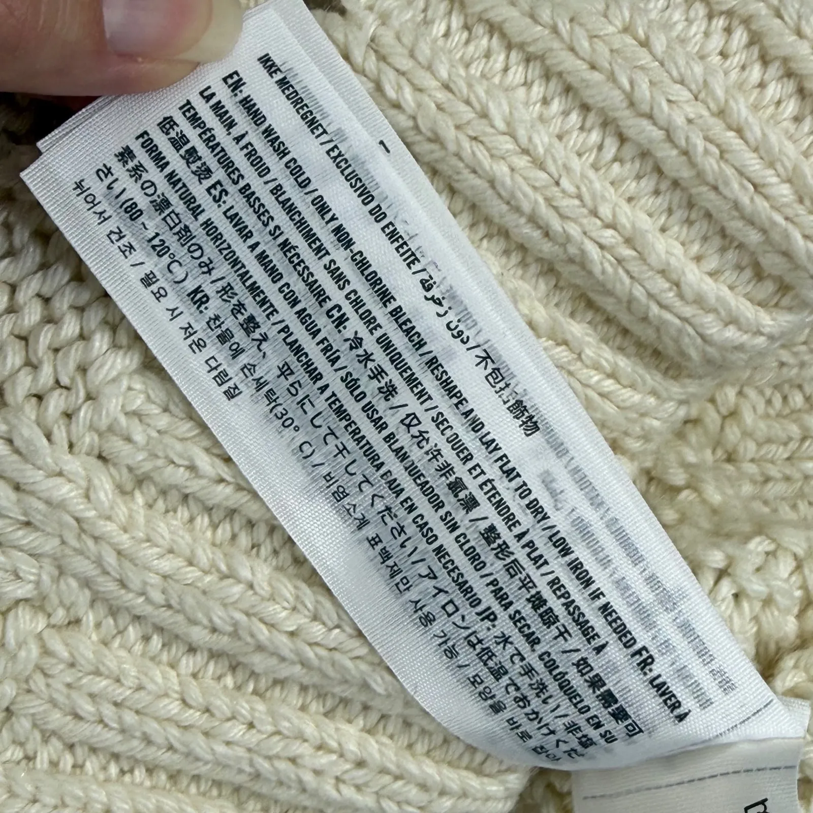 Abercrombie Fitch Cream Cable Fisherman Knit Crew Neck Sweater Women Size L - Image 5