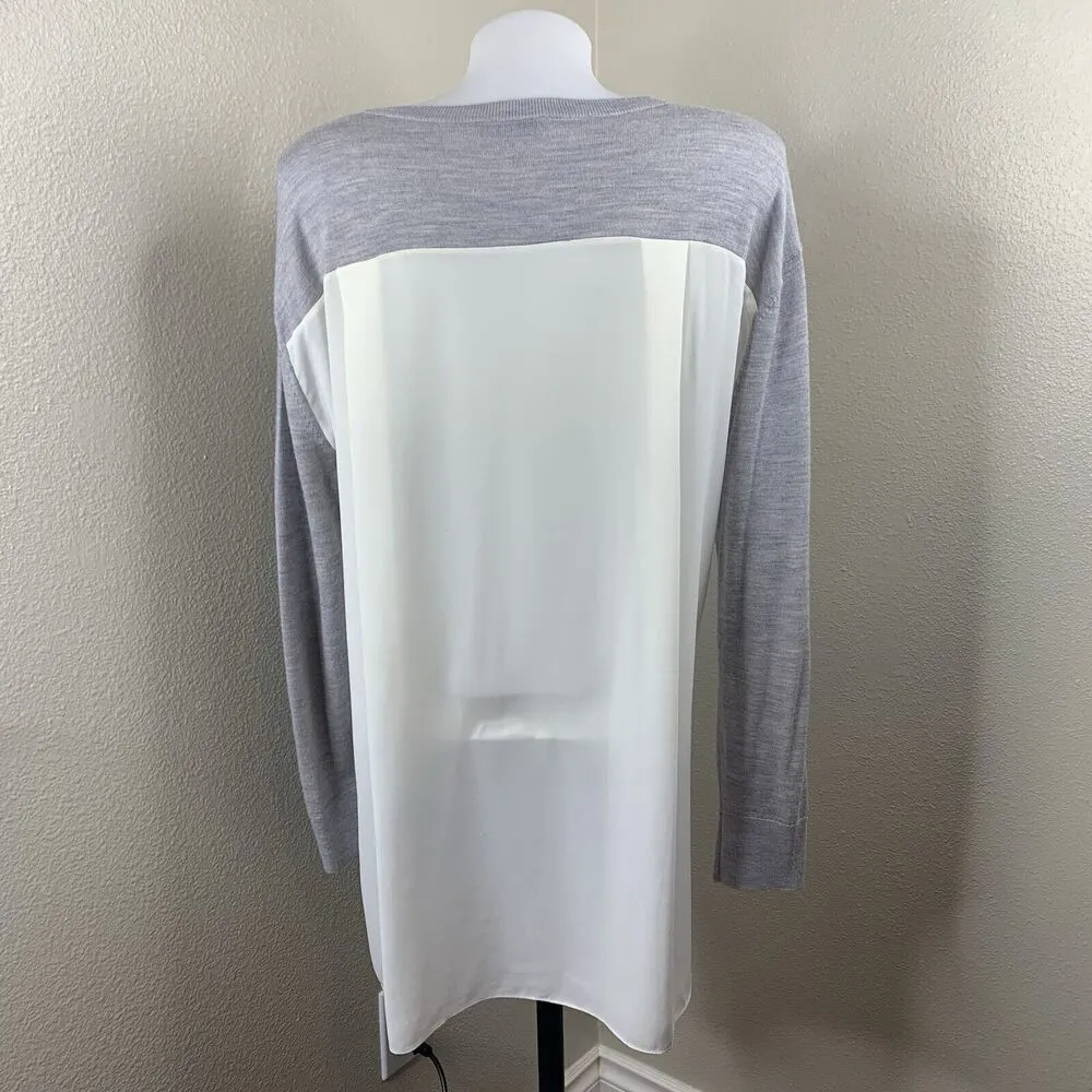 Wool Sweater Front Shirt Sheer Ivory Back Oversized Long Sleeve Sz S - Image 5