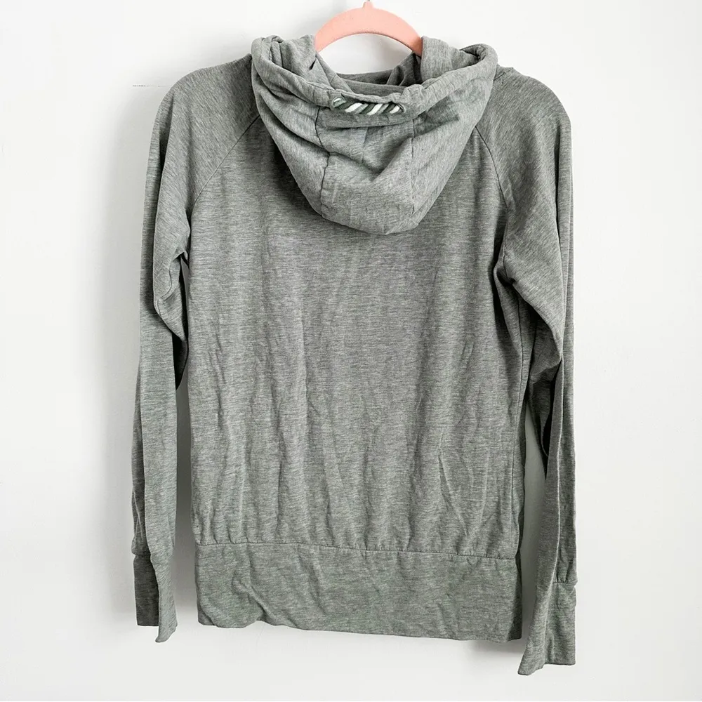 Naketano Heathered Gray Green Cowl Neck Hoodie Top sz Medium - Image 5
