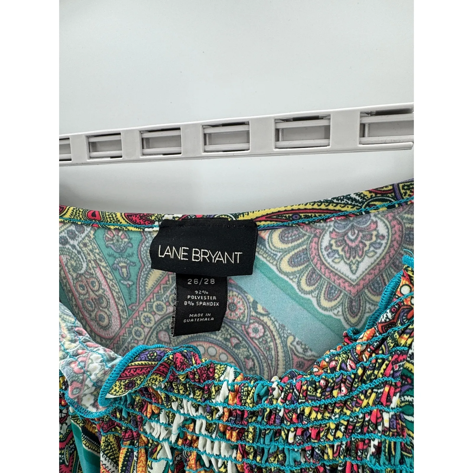 Lane Bryant True Y2K paisley teal brown long line shirt size 26/28 - Image 3