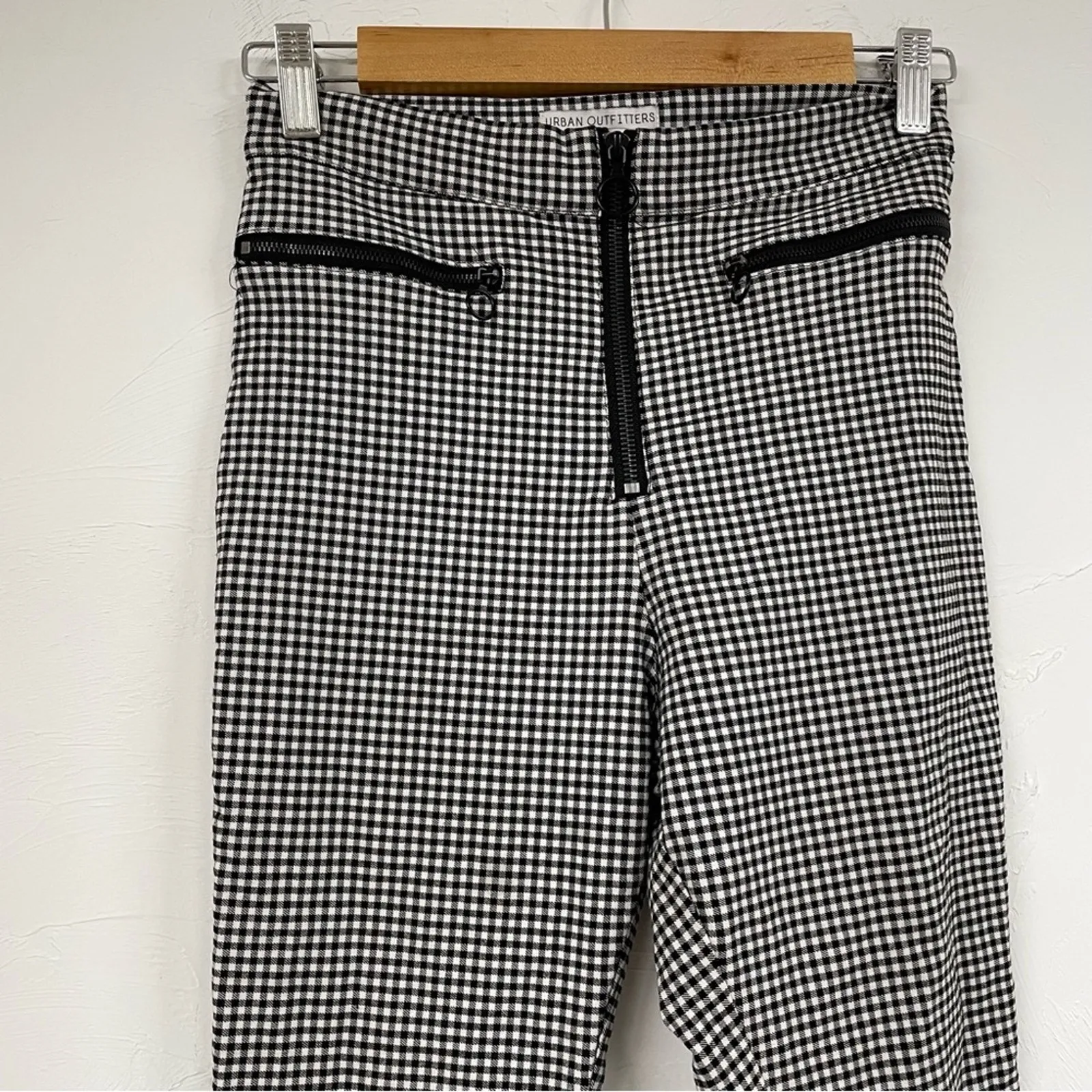 Urban Outfitters Black & White Gingham Plaid Skinny Slim Trousers Dress Pants 4 - Image 2