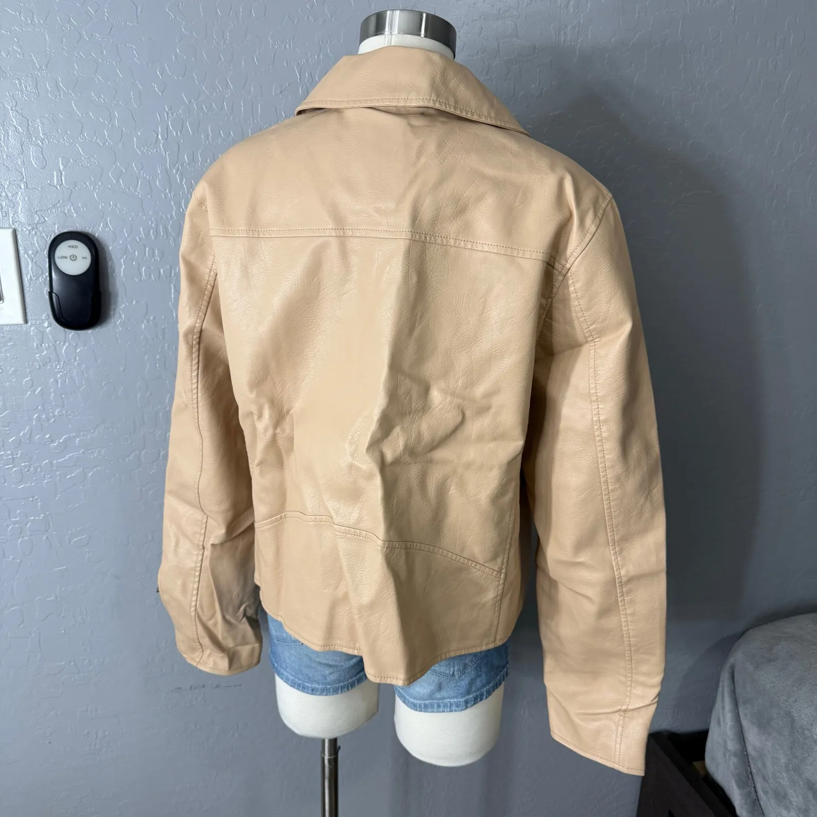 Anthropologie The Saige Faux-Leather Moto Jacket, Beige, L - Image 2