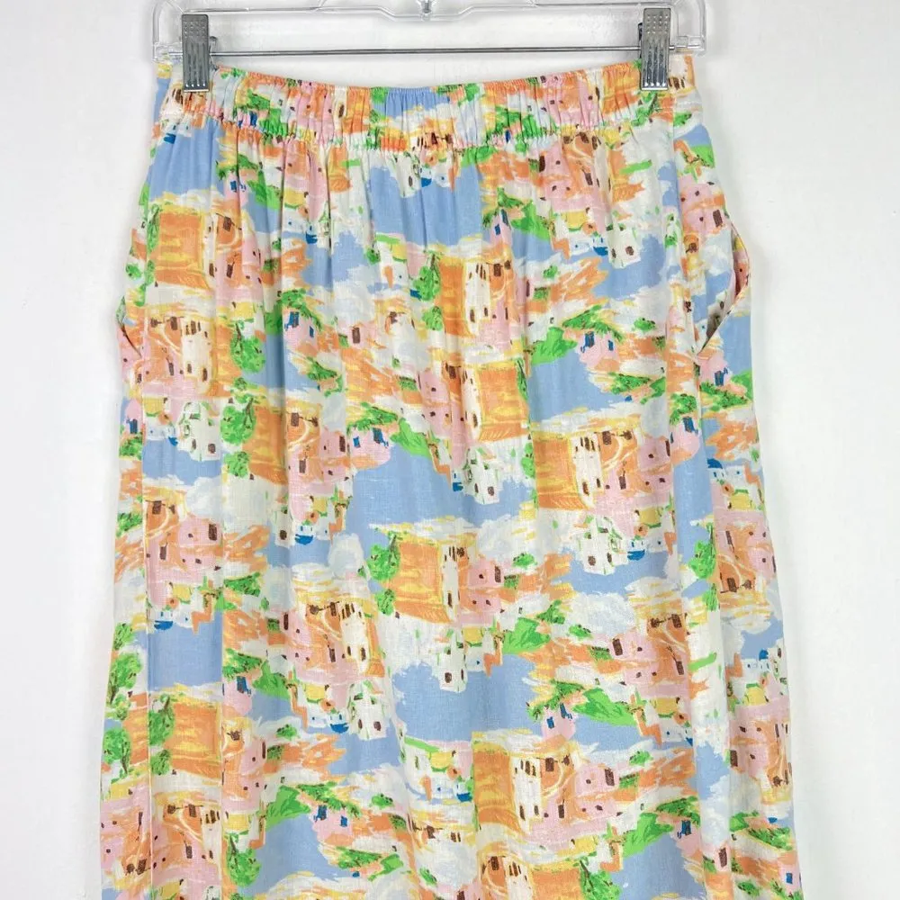 NWOT Cynthia Rowley Coastal Print Linen Blend Wrap Maxi Skirt Size Small S NEW - Image 8
