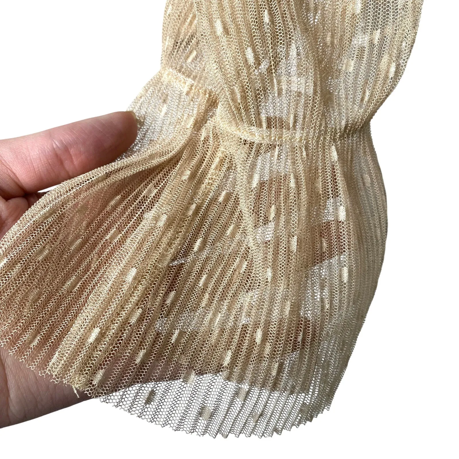 Madi Mase Bordeaux Corset Swiss Dot Cinderella Top Long Sleeve Nude Size Medium Tan - Image 5