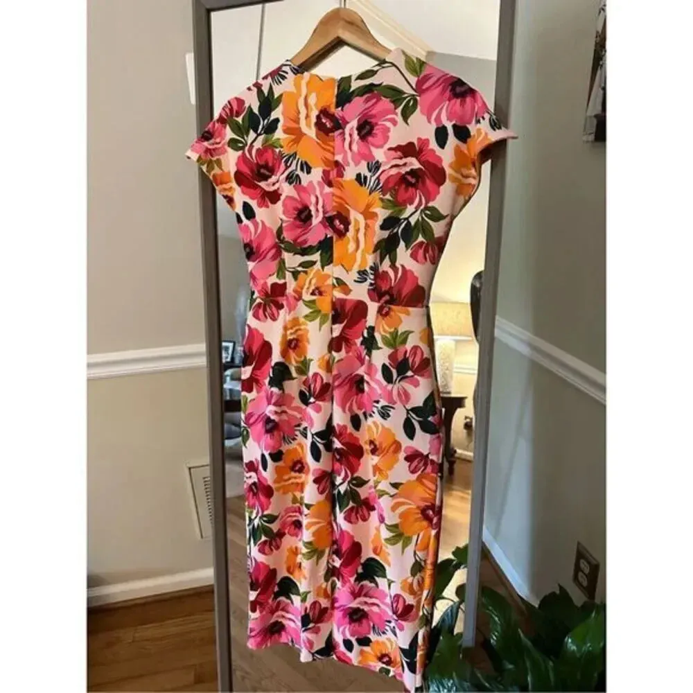 ALEXIA ADMOR Floral Short Sleeve Cocktail‎ Dress Surplice Top - Image 4