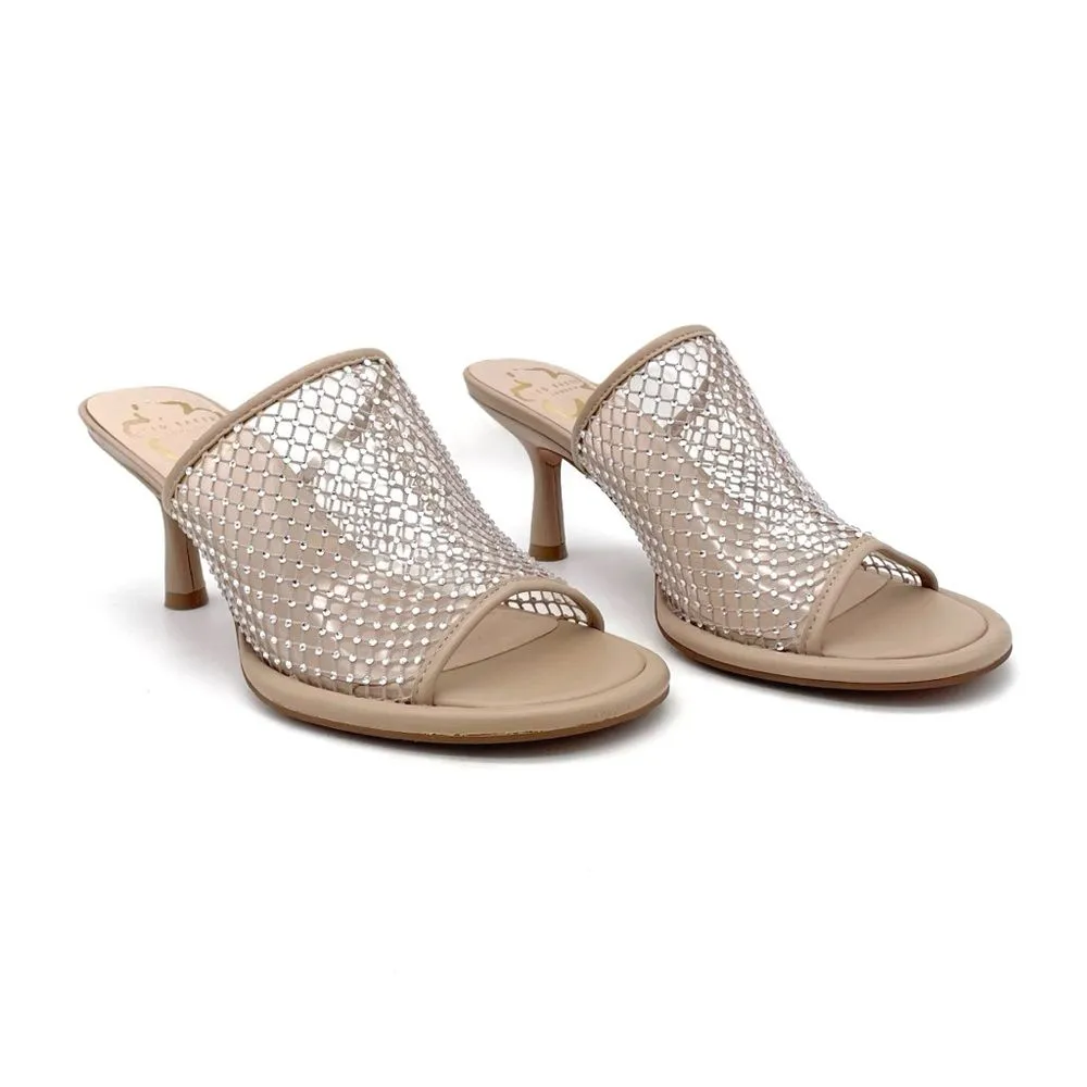 Ted Baker Celya Crystal Mesh Heeled Mules Sandals Nude Tan Size EU 39 US 8.5 - Image 2