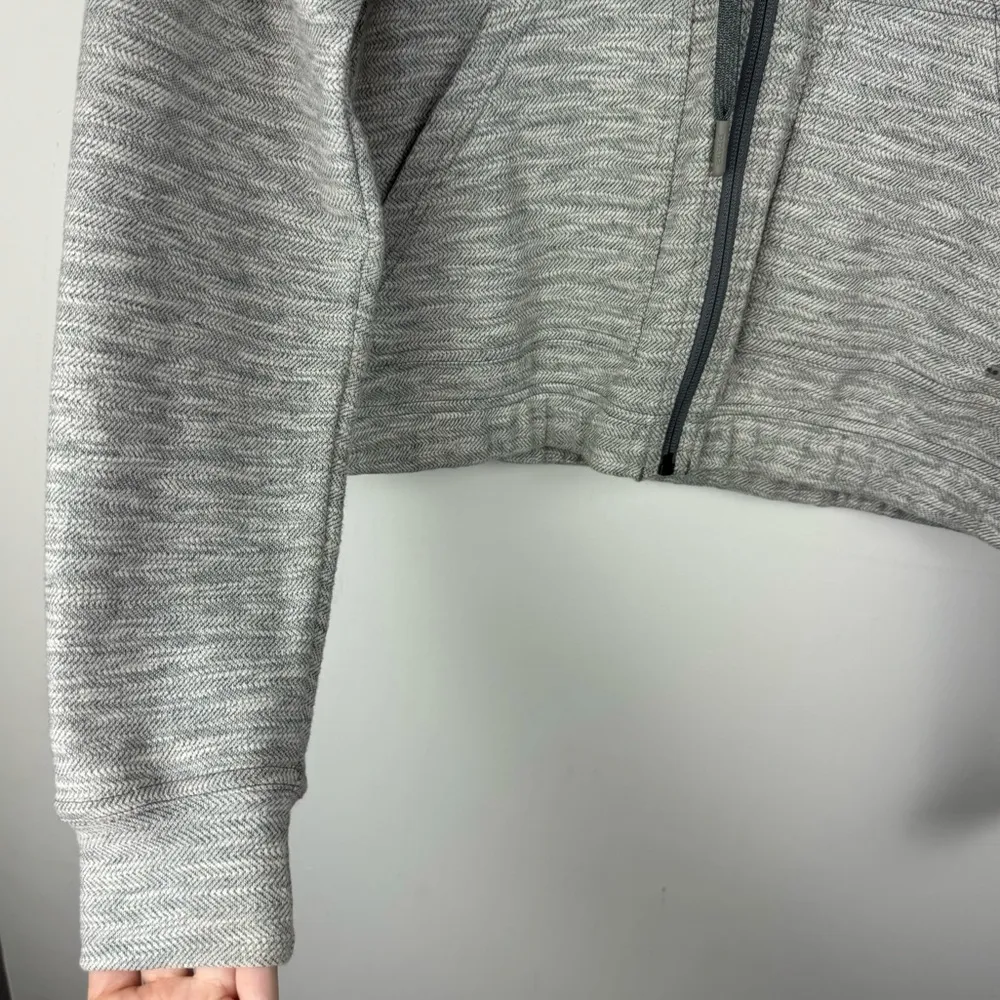 Prana Unity Zip Hoodie Jacket Sz Small Herringbone Knit Hooded Grey - Image 12