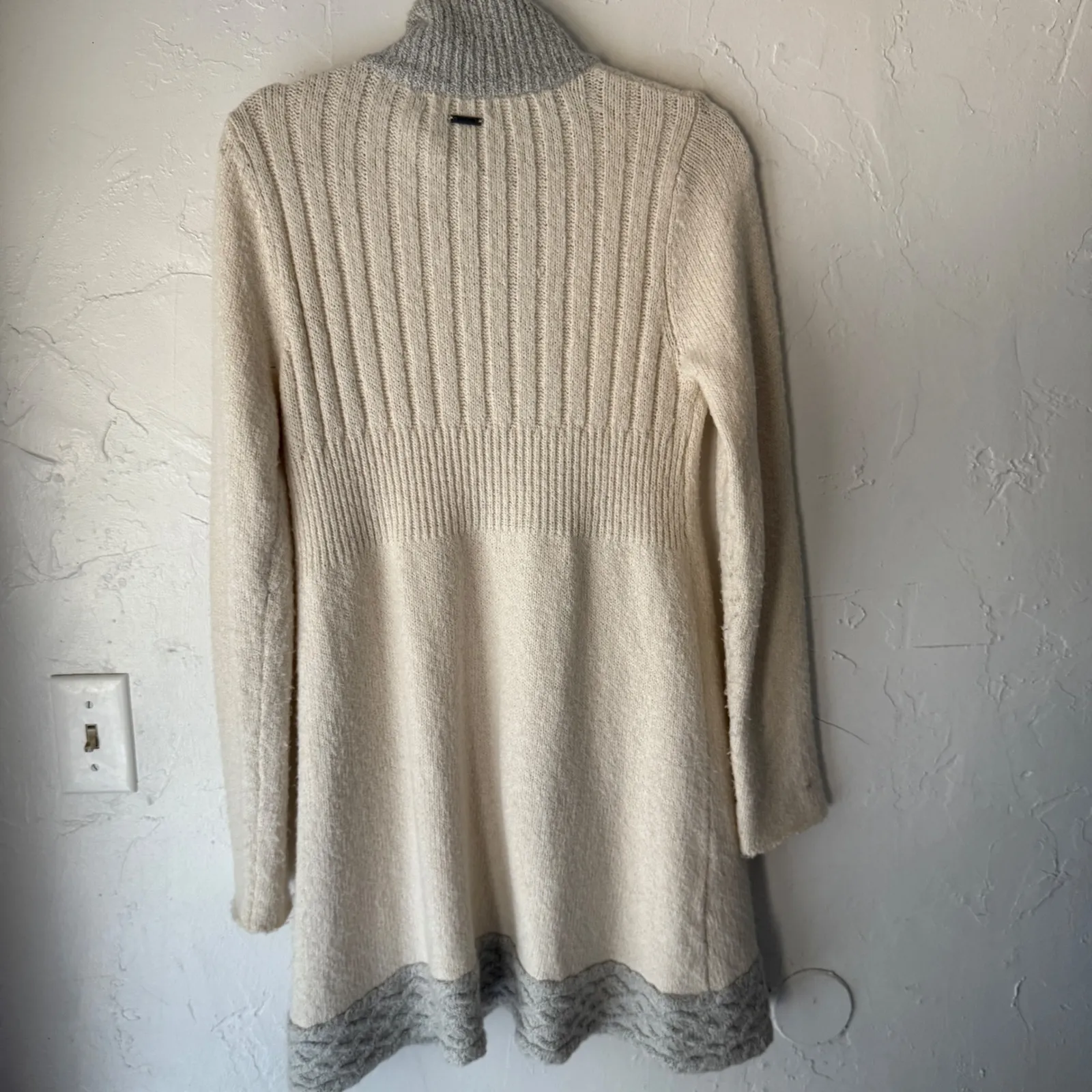 Prana Womens Cream‎ Gray Knit Sweater Coat Cardigan M Angelic Duster Cozy - Image 9