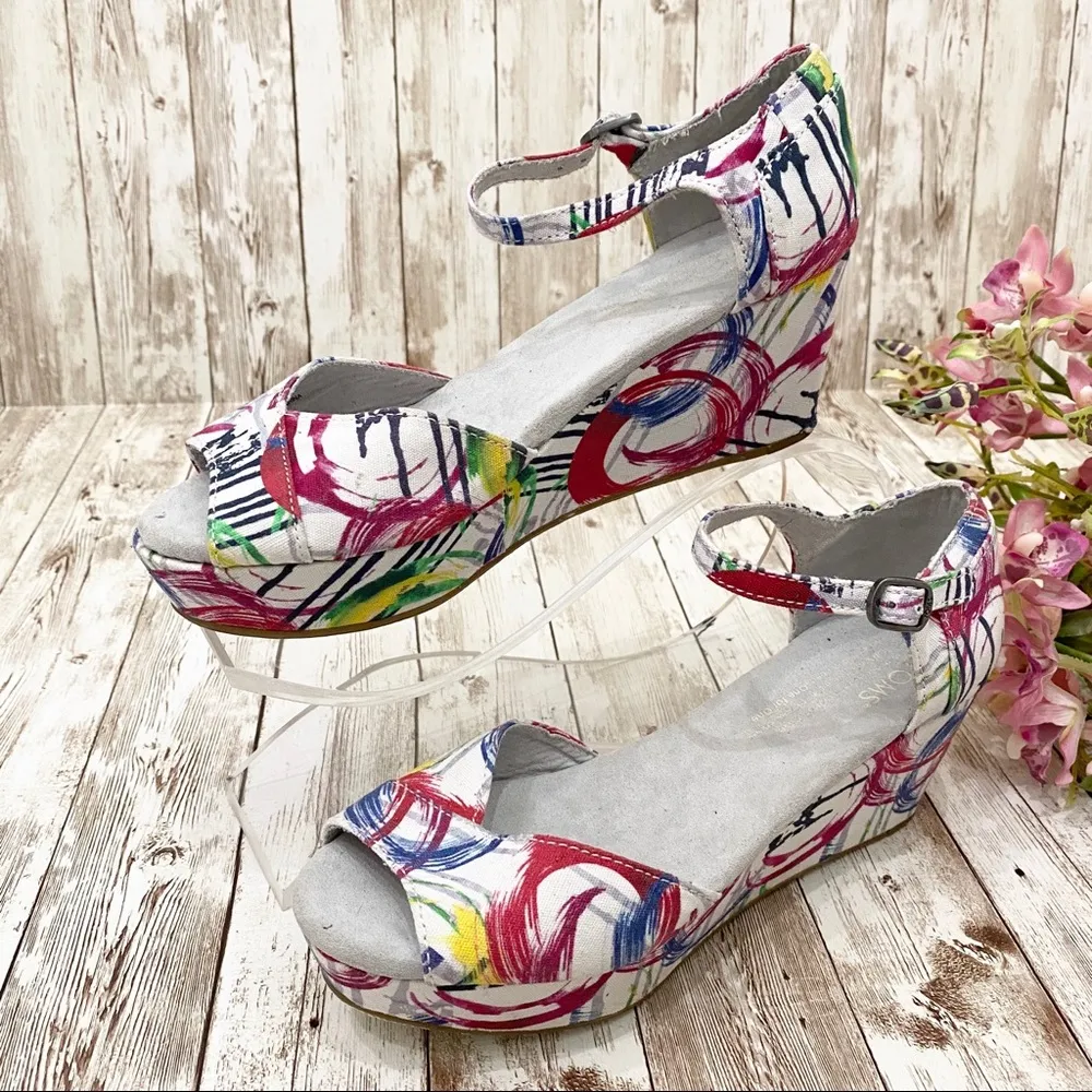TOMS Multicolor Platform Ankle Strap Sandals 6 - Image 2