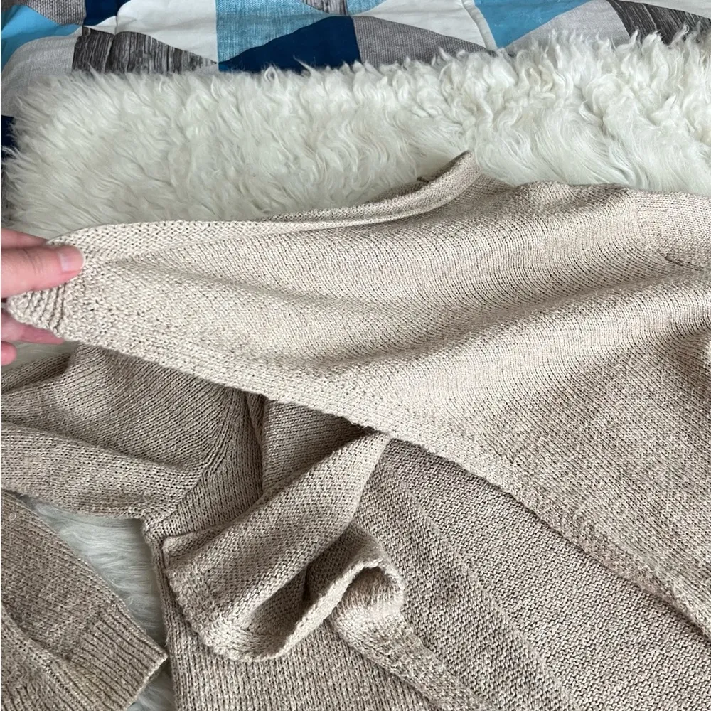 Motherhood Maternity Open Front Cardigan Sweater Large Beige Pockets - Image 7