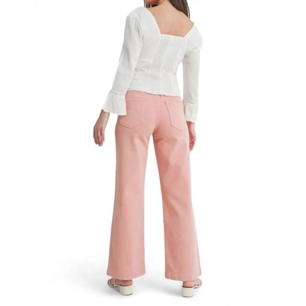 Just Black Denim Pink High Rise Wide Leg Jeans Sz 24 - Image 11