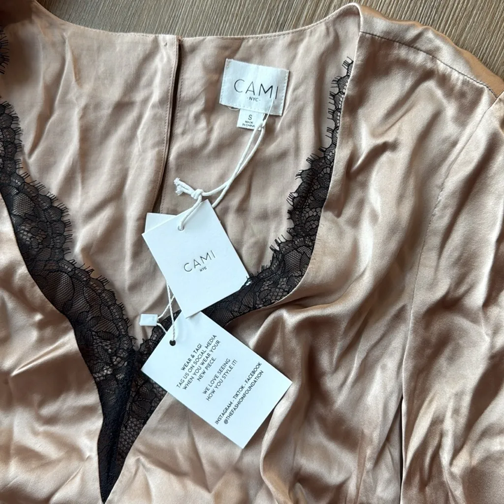 NWT CAMI NYC The Maddox Lace-trim Bodysuit In Rose Dust - Image 4