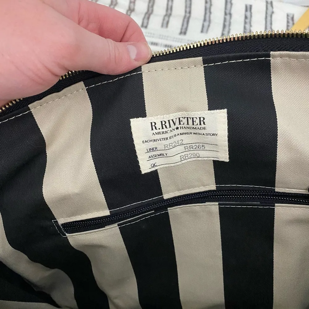 R.Riveter Handbag American Made Mixed Media ADA Tote Black Canvas With Leather - Image 5