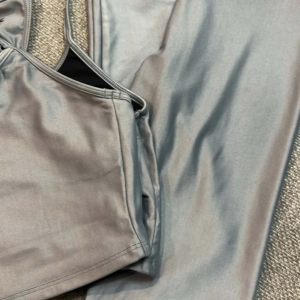 KORAL Leah Infinity Sports Bra Lustrous Silver Gray Cropped Top - Image 16