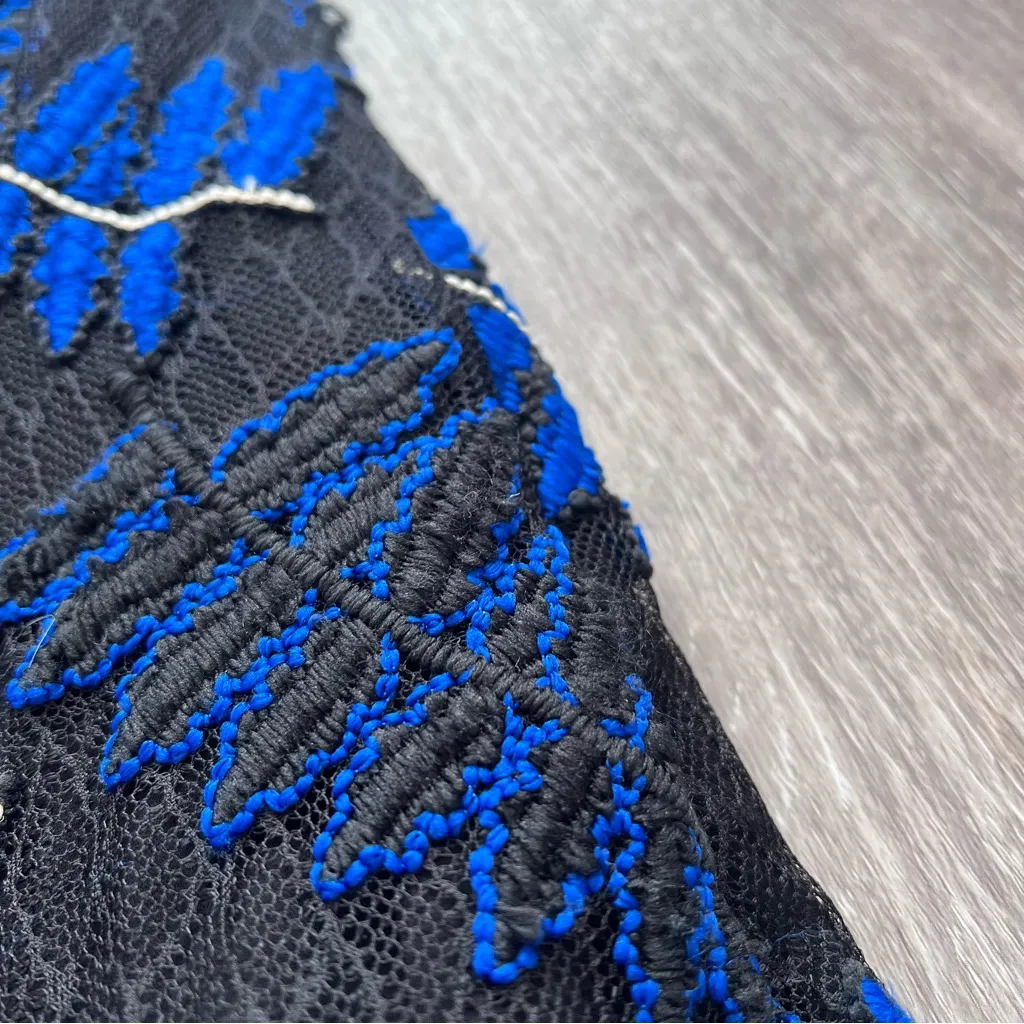 NWT yigal azrouel 2016 collection blue laced leather trim midi dress Black Size 10 - Image 11