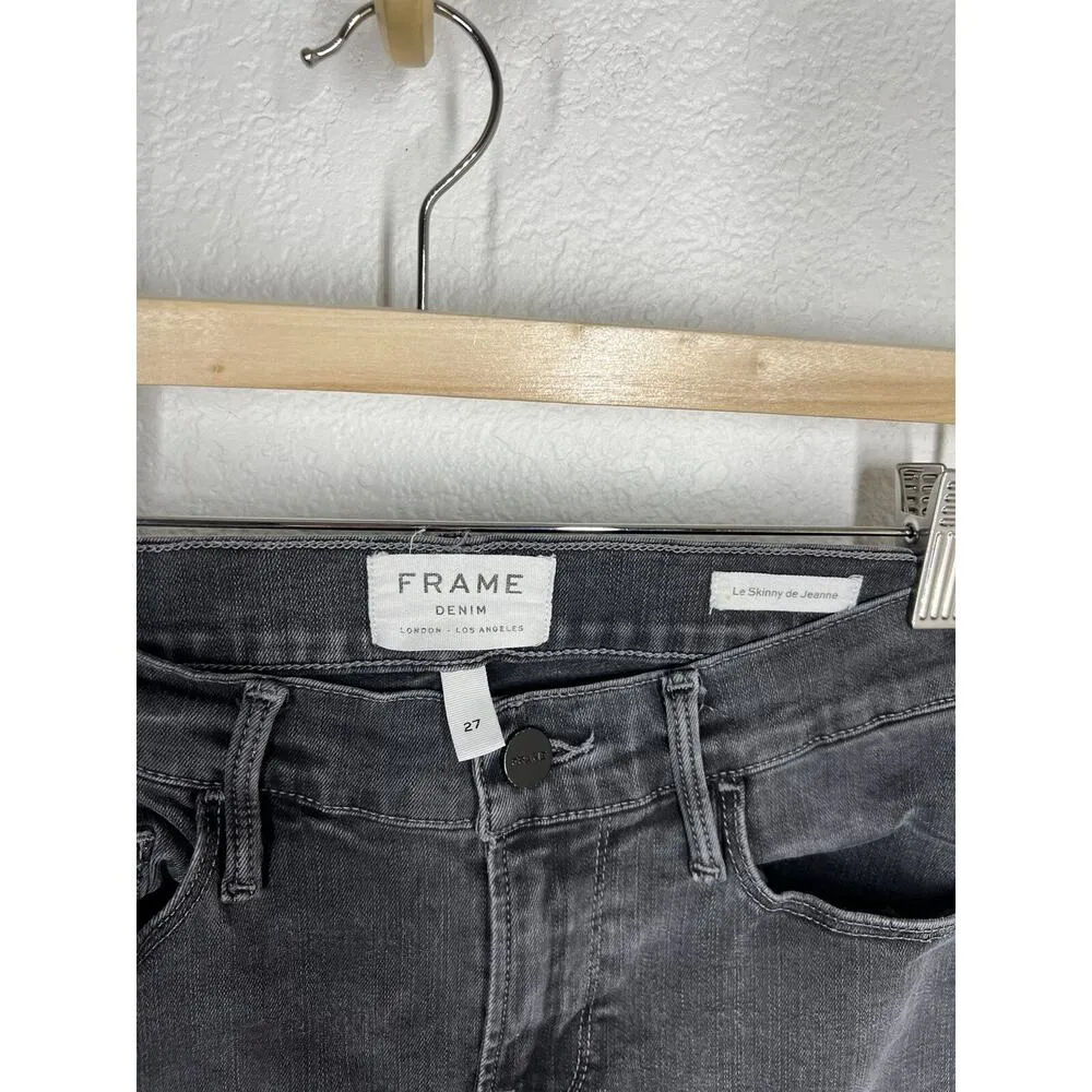Frame Le Skinny De Jeanne Jean Size 27 Drover Raw Front Split Hem - Image 3
