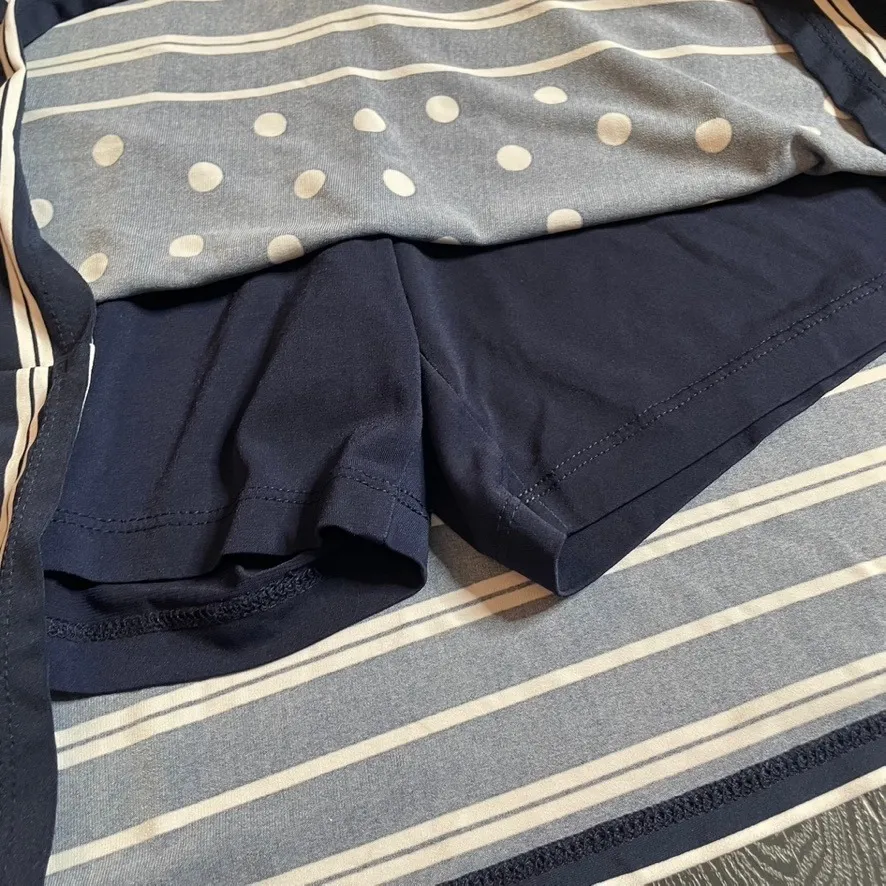 Susan Graver Navy Blue White‎ Polka Dot Skirt Shorts M Elastic Waist - Image 4