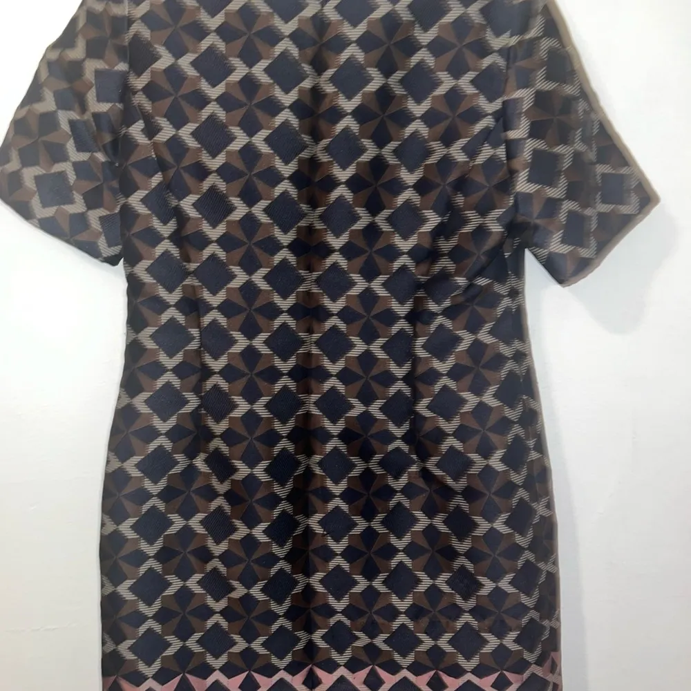 Brooks Brothers Women Geometric Patterned Dress Textured Short Sleeve sz 14P - Image 7