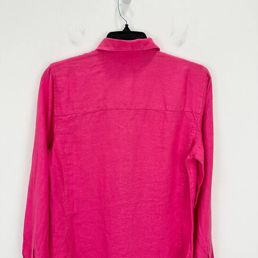 J.Crew Tall Wren Slim Shirt Baird McNutt Irish Linen Snapdragon Pink US 2 NWT - Image 11