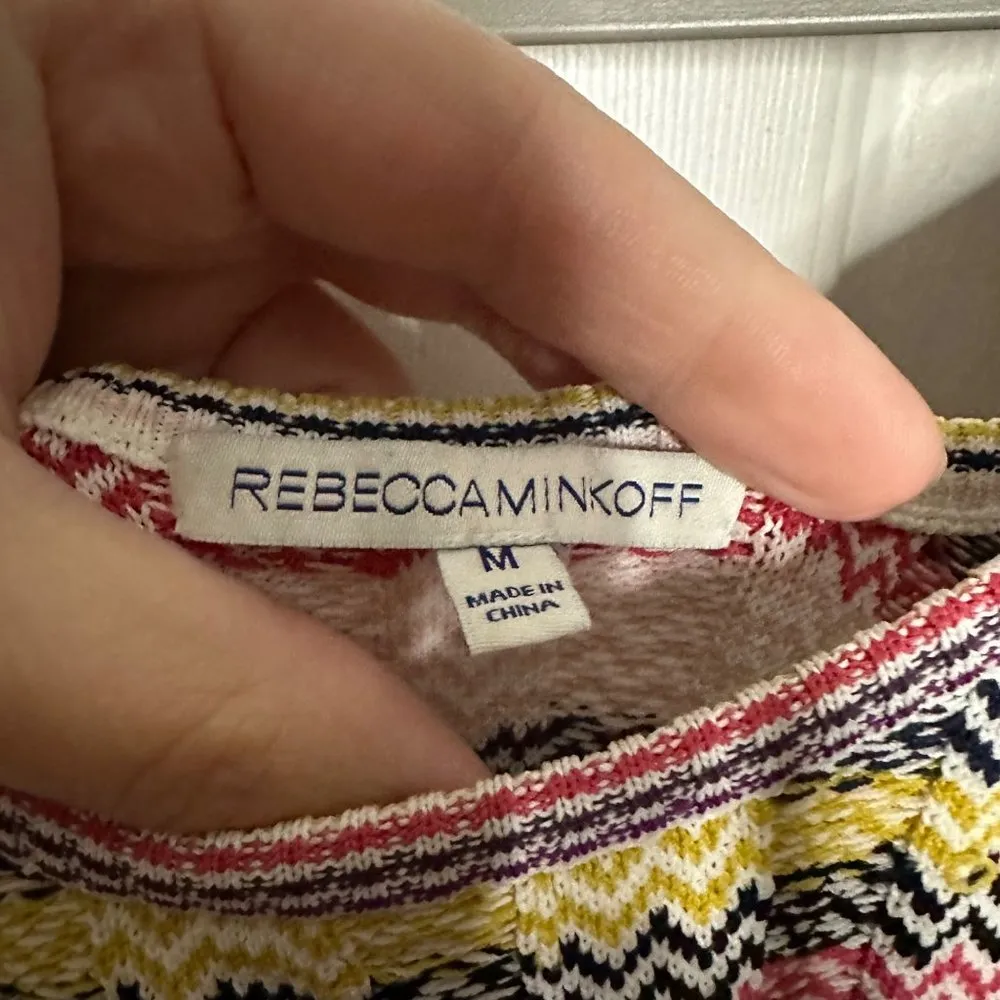 Rebecca Minkoff Multi Stripes Midi Dress Scoop Rib Knit Neck Size Medium - Image 6