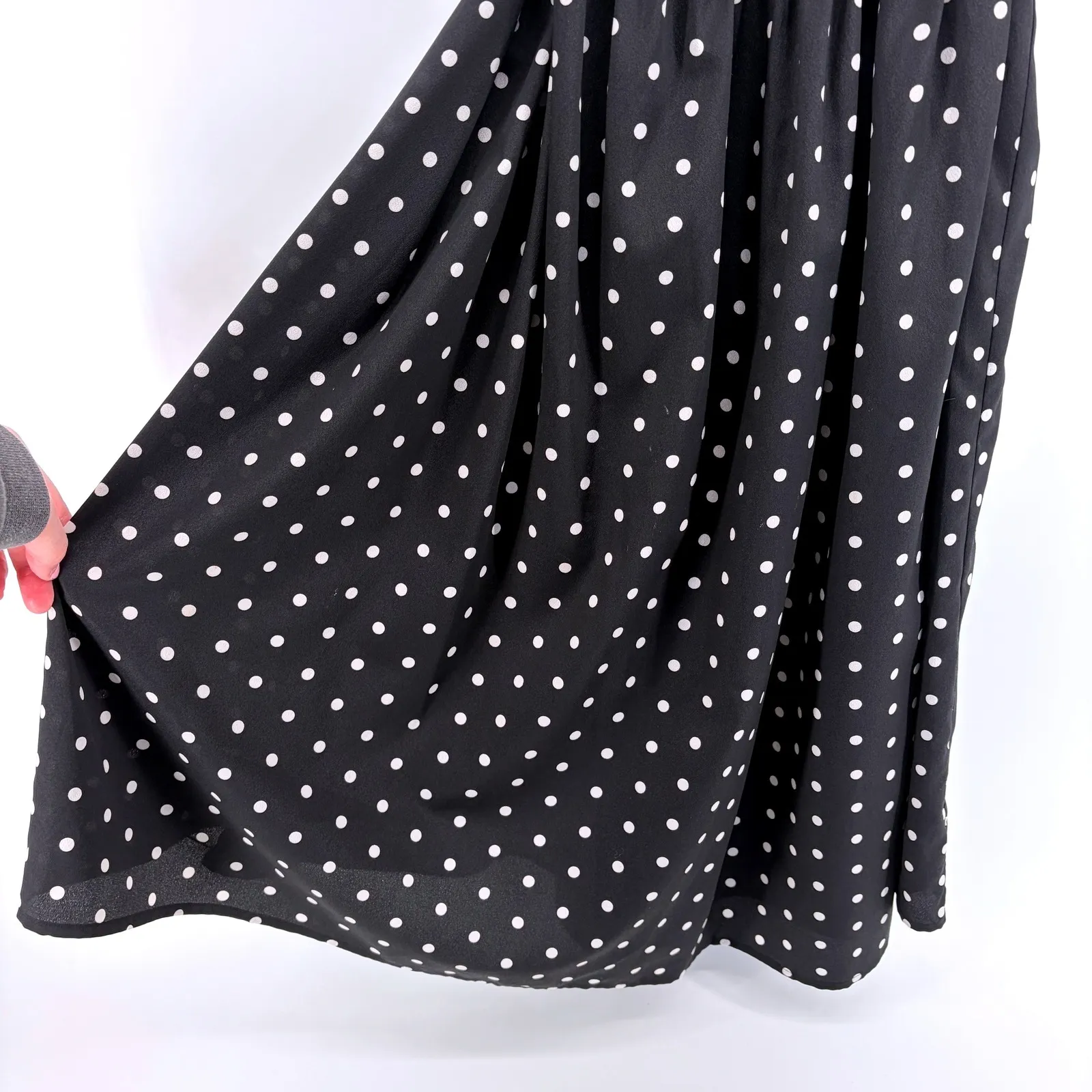 Talbots Petite Black White Polka Dot Sleeveless Belt Midi Dress 14WP Retro Pinup - Image 5