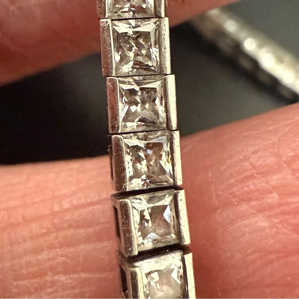 Vintage Signed CZ 925 Sterling Silver 3mm Cubic Zirconia 8” Tennis Bracelet - Image 13