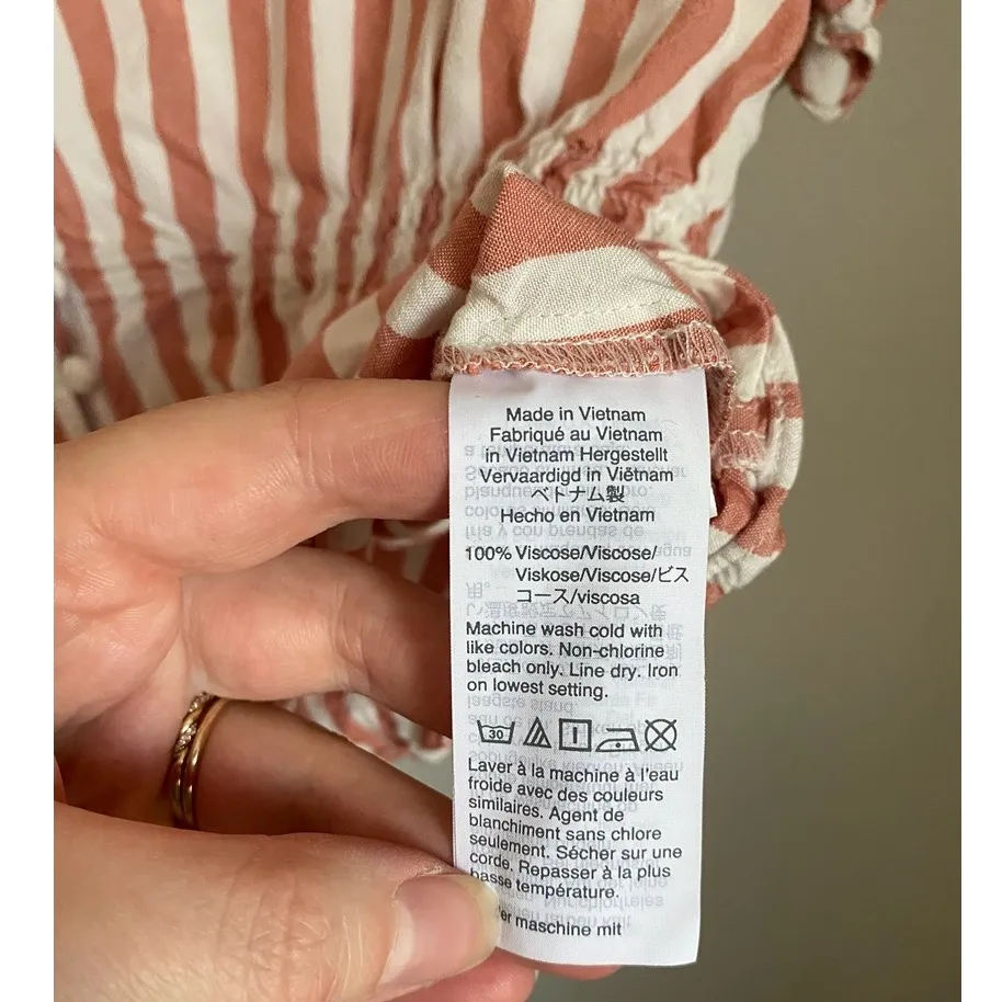 Madewell Striped Peplum Short Sleeve Ruffle Blouse Medium Preppy Scandigirl Work - Image 3