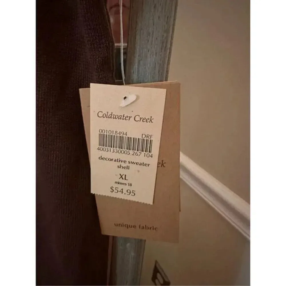 Coldwater Creek Decorative Sweater Shell Size XL Brown NWT‎ - Image 3