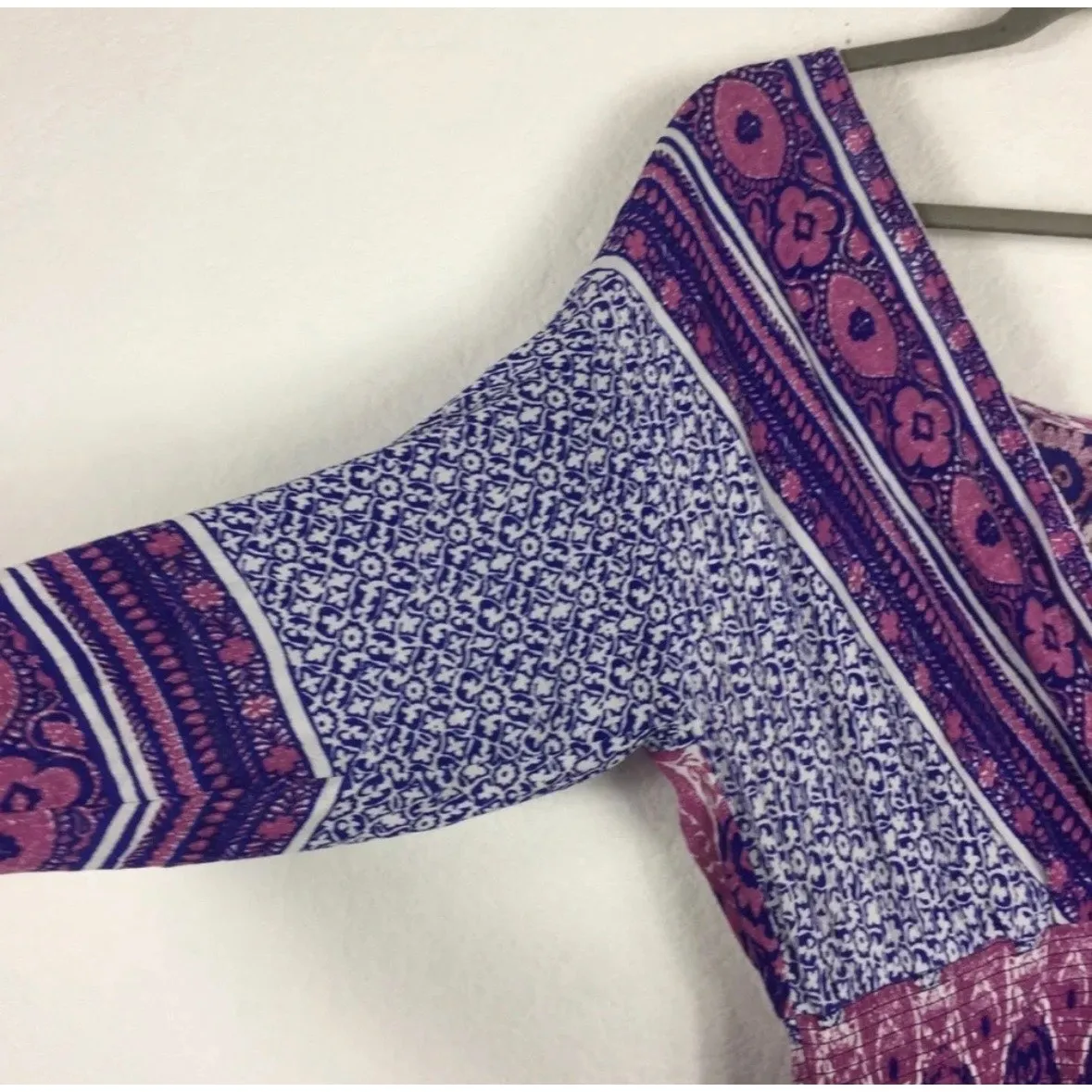 Free People She's a Lady Reversible Midi Dress XS Purple Tribal Mix Print Boho - Image 10