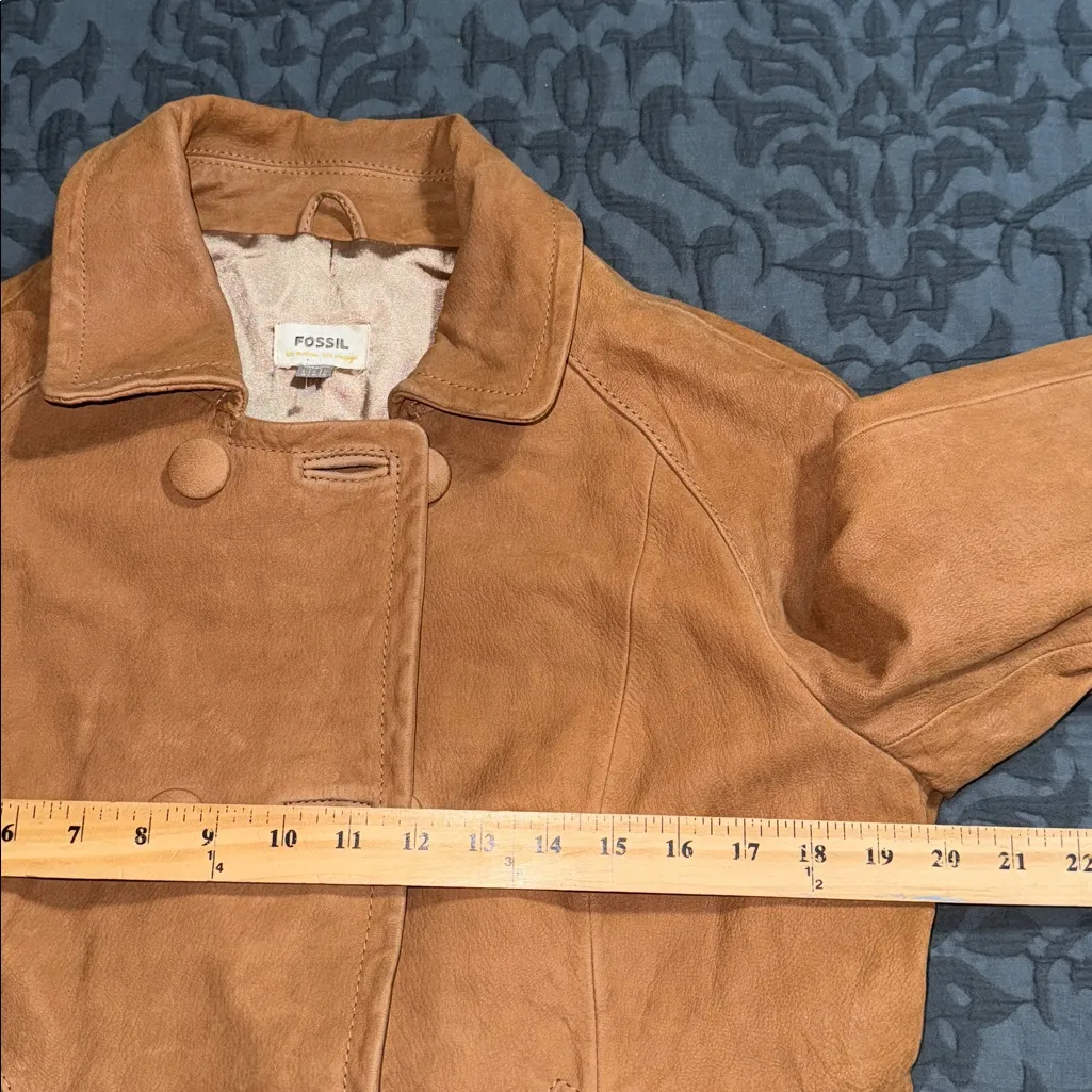 FOSSIL large 100% lamb leather button up jacket bohemian casual coat preloved - Image 8