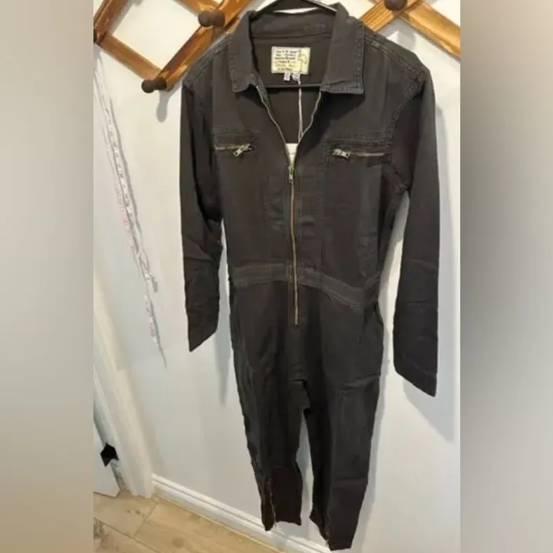 Free People X Sr Sandrine Rose by Free People Zip Front Romper Gray Size M - Image 5