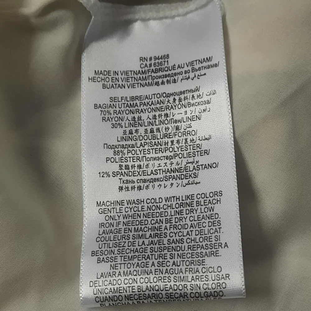 BCBGMAXAZRIA Dress Womens 0 Black White Floral Linen Blend Button Front Midi - Image 10