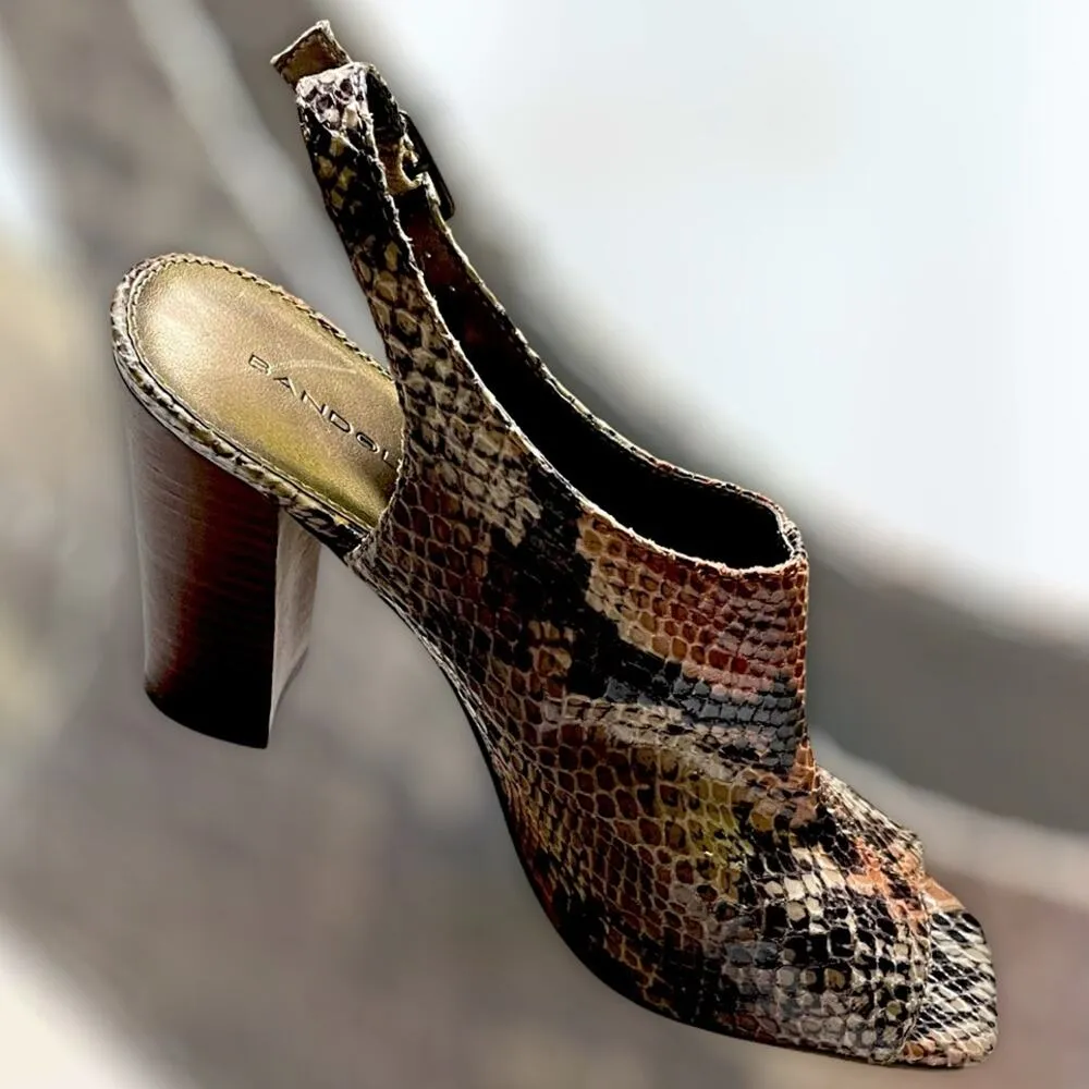 Bandolino Leather Sole Snake Print Slingback Sandal 6.5M - Image 5