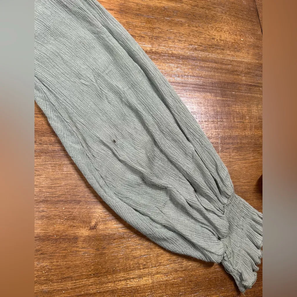 Newbury Kustom Size S Green Babydoll Short Tiered Balloon Sleeves Boho Dress - Image 7