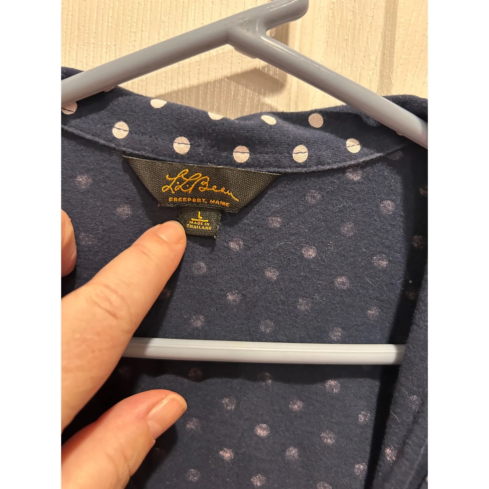 LL Bean Womens Navy Blue White Polka Dot Sleeveless Polo Shirt Top Size L Golf Size L - Image 3