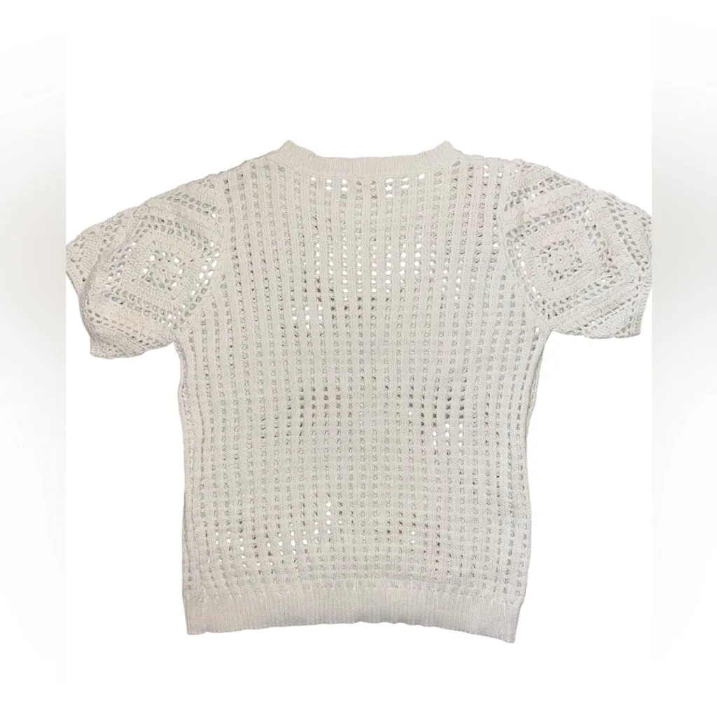 BiBi Ivory Crochet Knit Top White Size XL - Image 4