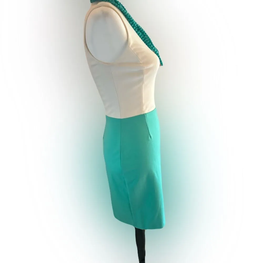 ERIN by Erin Fetherson One Shoulder Knee Length ColorBlock Dress, Sz. 2, EUC Blue - Image 6