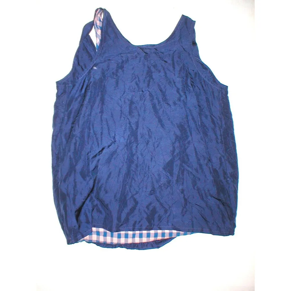 NWT $258 New Womens Marc Jacobs Silk Sleeveless Top Blue Pink Checks M Cowl Back - Image 5
