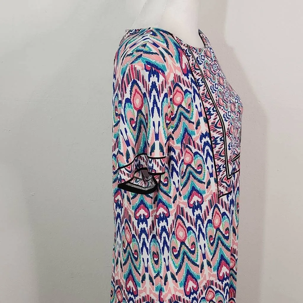 London Times Blue and Pink Mini Shift Dress Size 14 Wedding Guest Dress - Image 6