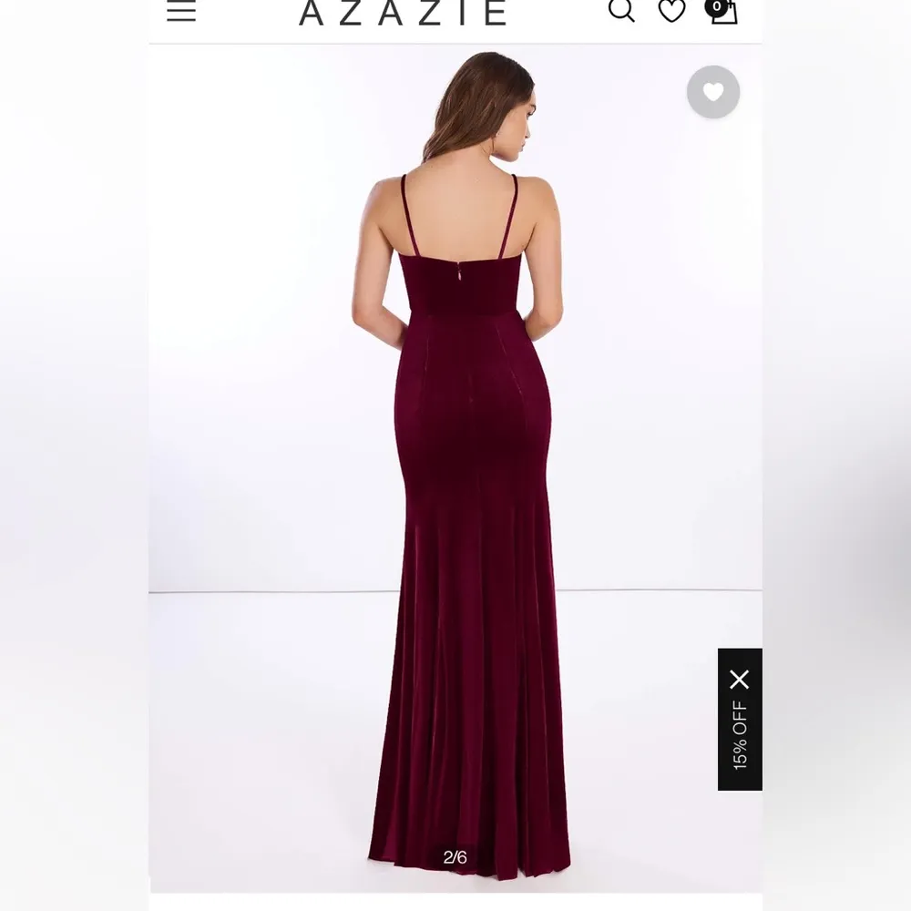 Azazie Solange Velvet Dress - Cabernet - Image 2