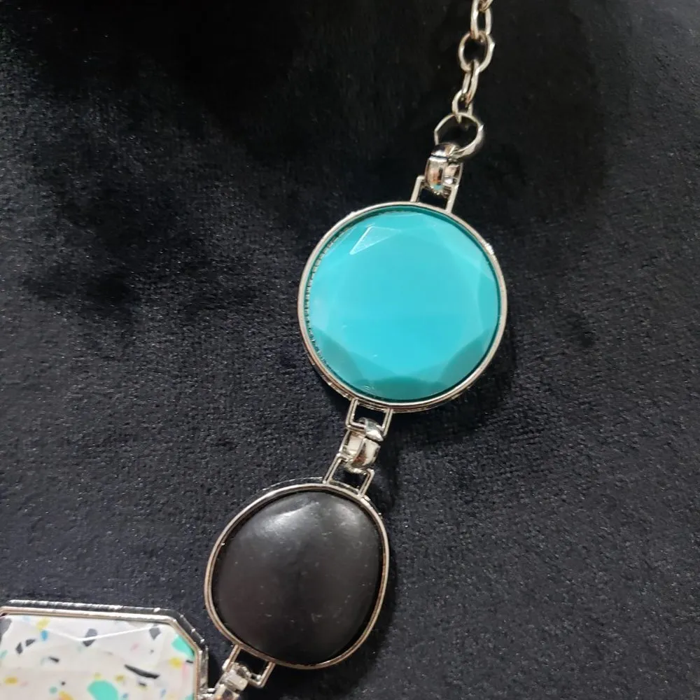 Womens Let The Adventure Begin Multicolor Beaded Necklace Blue - Image 3