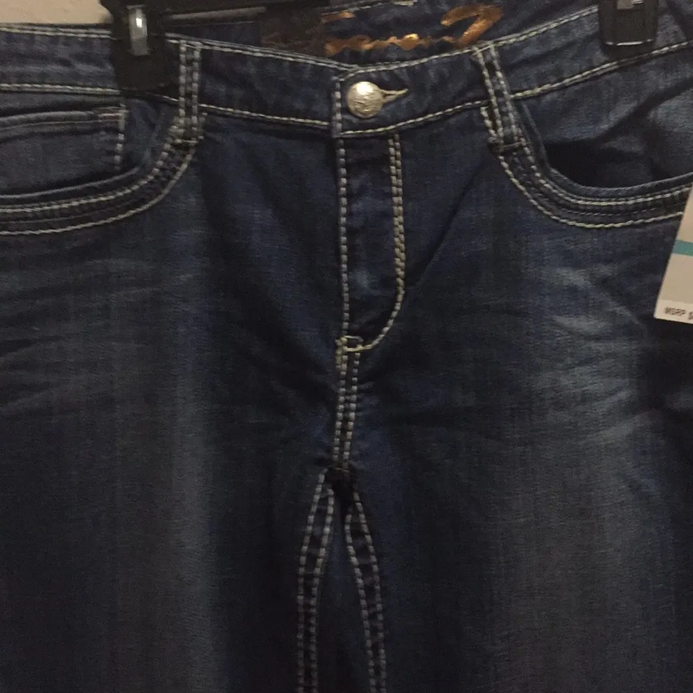 Seven7 Blue Boot Cut Jeans With Embellished Back Pockets Size 16 - Image 5