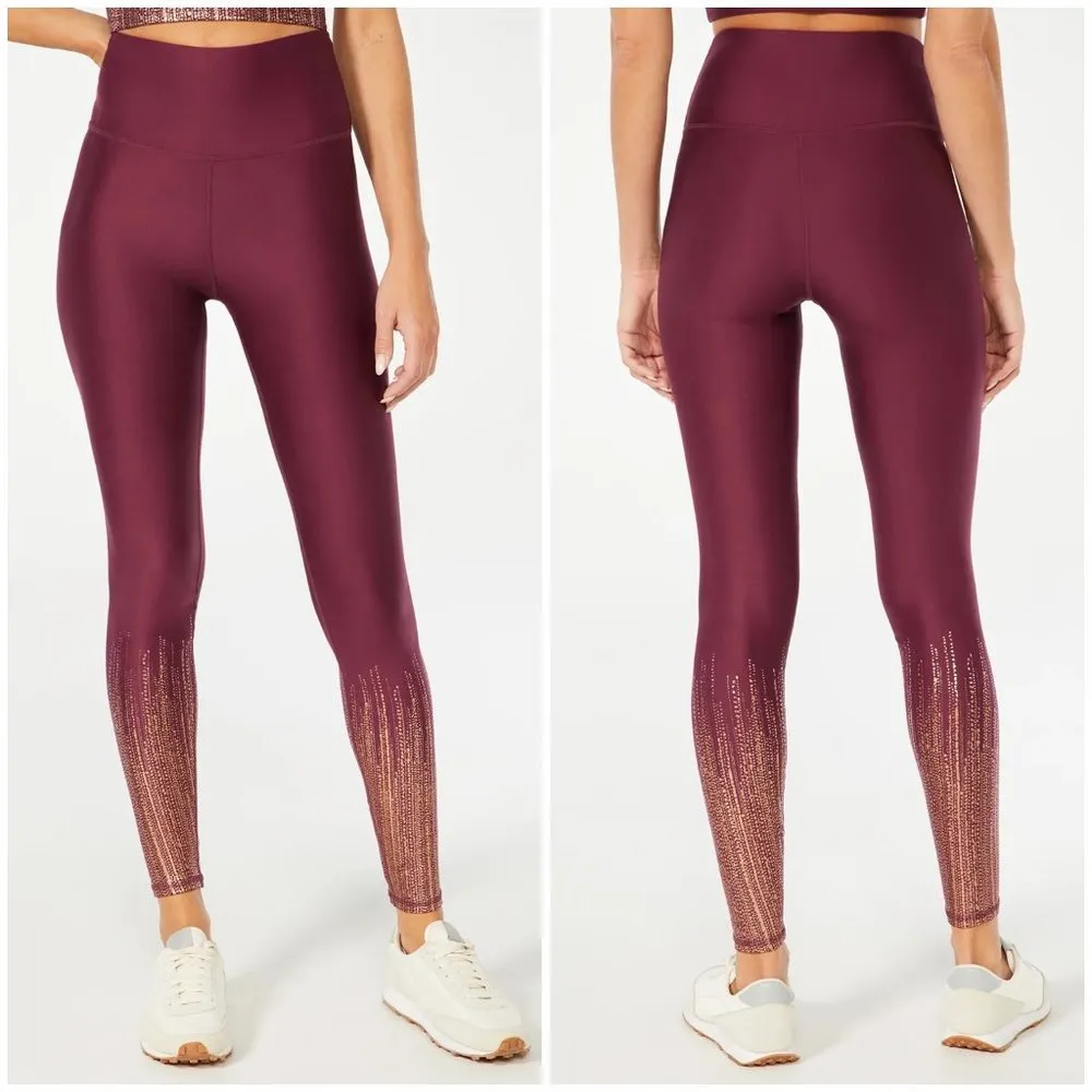 💕MARIKA💕 Marley Metallic Sports Bra + Leggings Grape Wine/ Copper Medium M NWT - Image 5