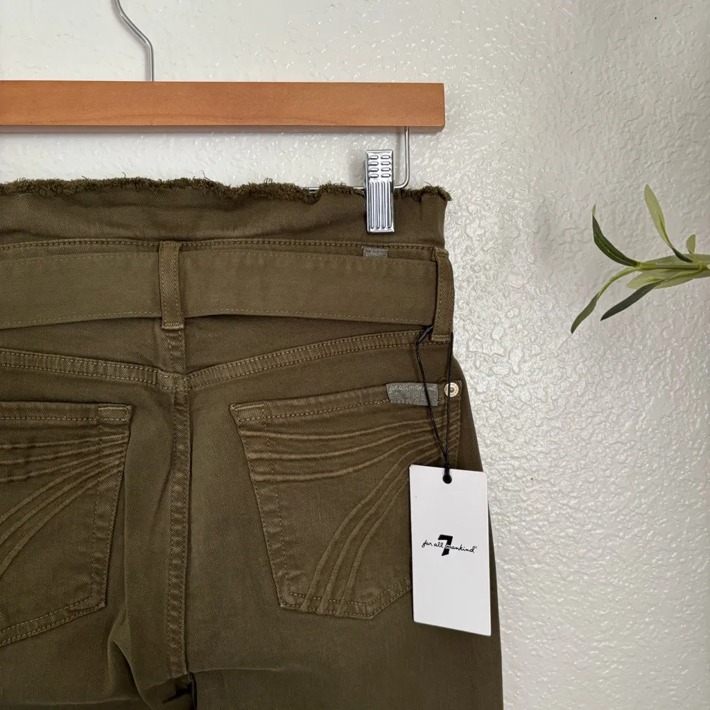 7 For All Mankind Olive High-Waisted Dojo Belted Pants 27 NWT - Image 5
